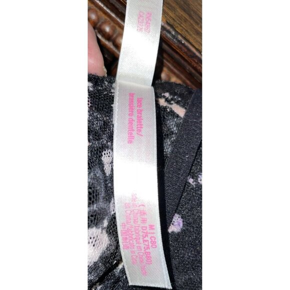 Victoria Secret PINK Bralette Bra Medium Push Up Blue Navy High Neck Halter Lace - Picture 14 of 14